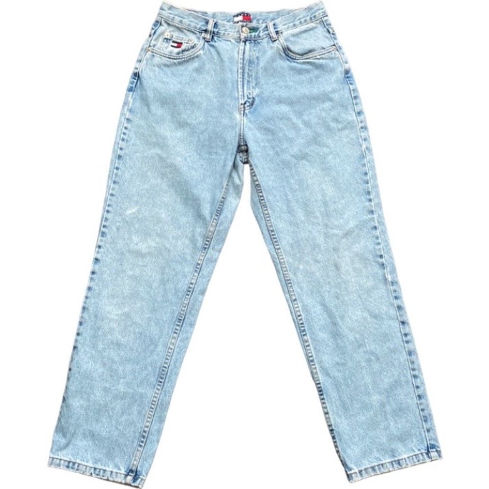 Crazy 90s wide leg relaxed fit big flag logo light wash Tommy Hilfiger jeans